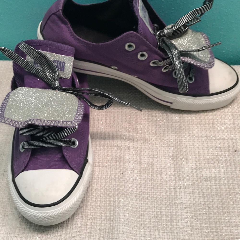 Purple and Silver Low Top Converse